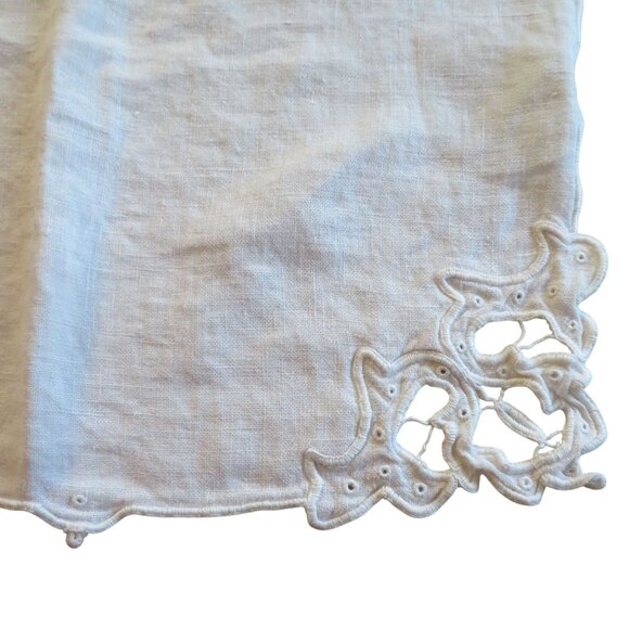 White Battenburg Lace Embroidered Linen Table Runner Intricate Design 15"x40" - Picture 4 of 4